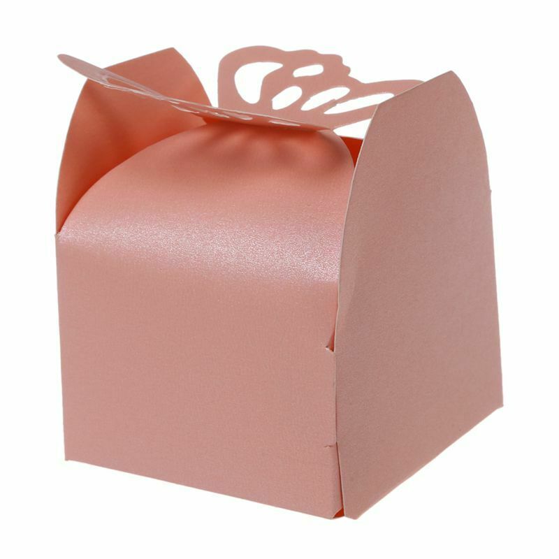 100pcs box candy wedding christening wedding box pink butterfly married dec X2U7