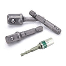 3 X Socket Adaptor Set 1/4 to 1/2 1/4 3/8 inch Cordless HEX Drill Bit Driver  3C