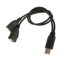 30CM USB Splitter Cable, Male to 2 Female Adapter USB Cord, 2 Port Hub for Data