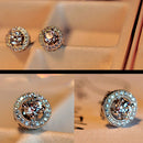 Hot Women's Crystal Zircon Inlaid Ear Stud Platinum Plated Earrings Jewelry Gift