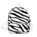 Cow Zebra Print Shoulder Schoolbag Women Girl Plush Mini Backpack (Style 1) A