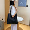 Fashion PU Handbag Women Totes Simple Large Capacity Shoulder Bag (Black)