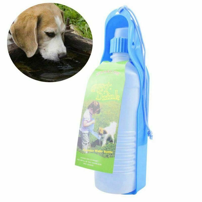 Portable Pet Travel Water Dispenser,Dog Feeding Water Bottle 17oz(Blue) W8Q7