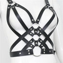 Womens Leather Body Chest Harness Belt Rivet Cage Bra Strap Metal  Party