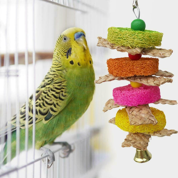 Parrot Bird Pet Hanging Swing Bird Corn Husk Chewing Bite Scratch Toys #gib