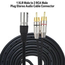 1 XLR Male to 2 RCA Male Plug Stereo Audio Cable Connector Y Splitter Wire  M1Q5