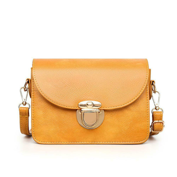 Women Crossbody Bags Leather Fashion Solid Small Shoulder Handbag (Yellow) A#S