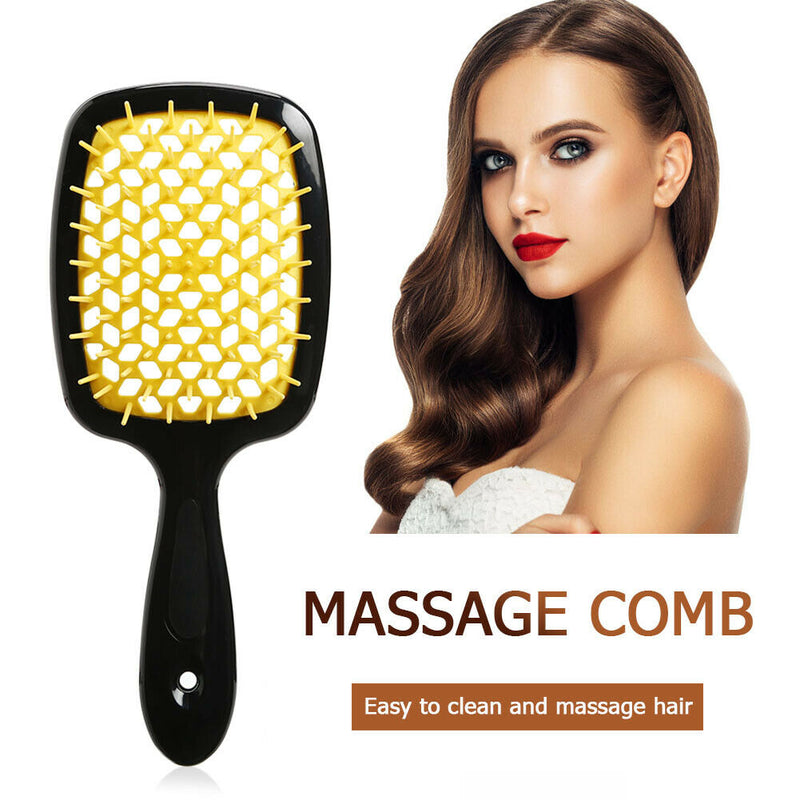 Wide Teeth Air Cushion Comb Home Hairdressing Styling Massage Comb (Yellow) A