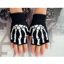 1 Pair Women Unisex Knitting Warmer Black Skeleton Claw Fingerless Gloves 17cm