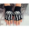 1 Pair Women Unisex Knitting Warmer Black Skeleton Claw Fingerless Gloves 17cm