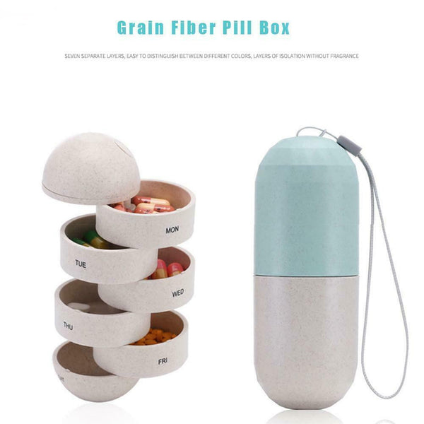 7-Grid Sealed Particle Storage Box Waterproof Pill Medicine Tablet Case Holder