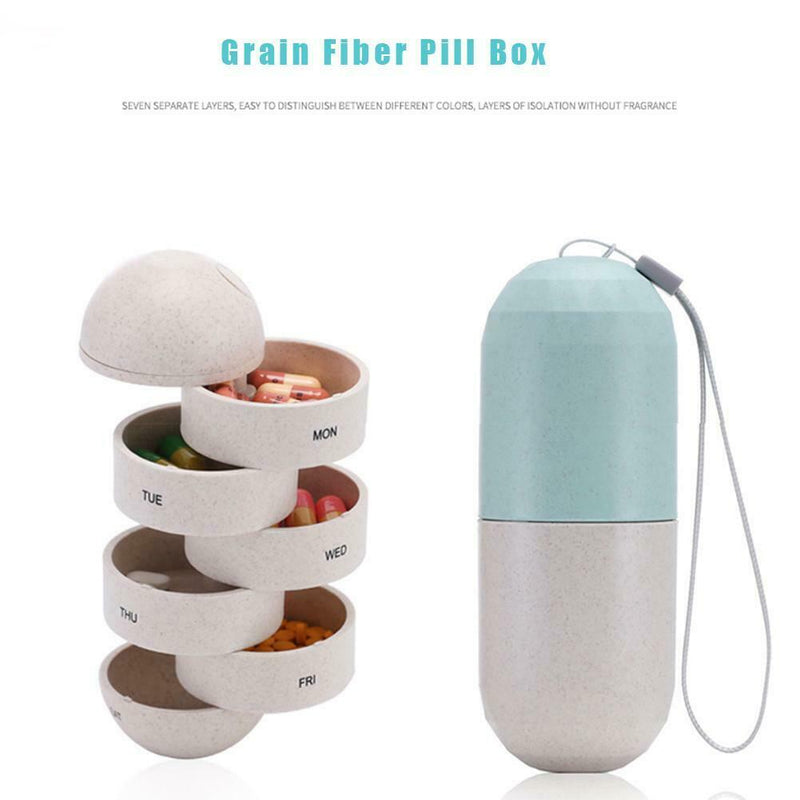 7-Grid Sealed Particle Storage Box Waterproof Pill Medicine Tablet Case Holder