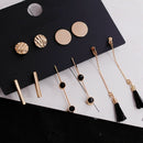 5 Pairs/Set Fashion Tassel Round Stud Earrings Set For Women Trendy Mixed B