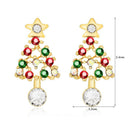 Fashion Crystal Alloy Earrings Ornaments Christmas Tree Pendant Ear Stud Jewelry