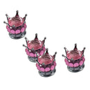 4 x Car Crown Diamond Tyre Tire Wheel Stem Air Valve Dust Cover Screw Cap Pink