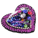 DIY Crystal Heart Beaded Patch Purple Rhinestone Decorative Patches Applique