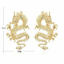 Elegant Women Exaggerated Dragon Carved Stud Earrings Drop Dangle Jewelry Gift