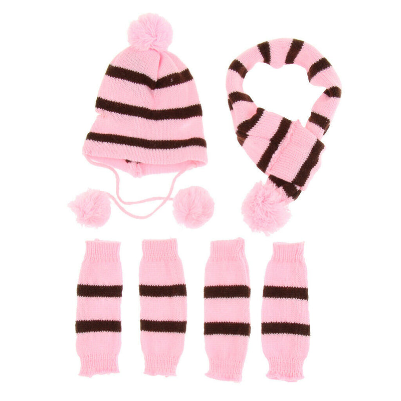 2 Set Pet Dog Puppy Warm Hats Scarf Socks, Soft Dog Coats Apparel, for Small