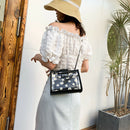 2pcs/Set Women Clear PVC Shoulder Bag PU Daisy Clutch Handbags (Black)