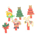 6pcs Christmas Wooden Clip DIY Postcard Clamp Photo Peg Kit Home Decoration A