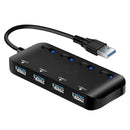 High Speed 4 Ports USB 3.0 HUB w/Power Supply Port Splitter OTG Adapter