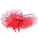 Flower Feather Fascinator Headband Hat Wedding Prom Ladies, Red