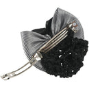 Faux Rhinestone Decor Ruched Bow Hair Clip Snood Net Bun Cover White Black