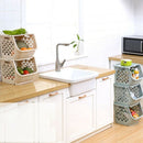 Kitchen Storage Basket Plastic Multi-Functional Hollow Vegetables Fruit Rac P3U2