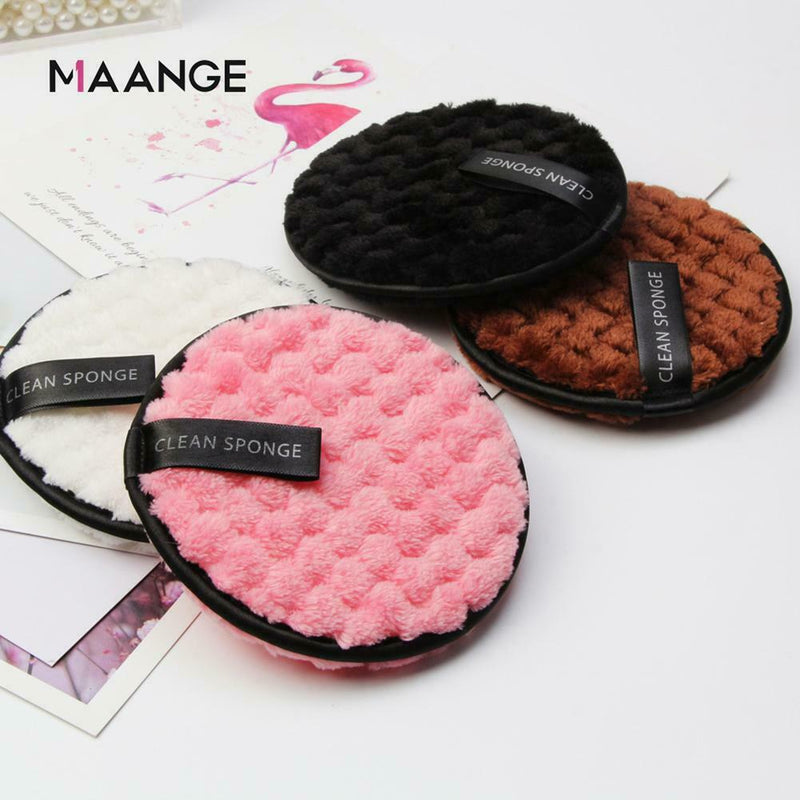 4PCS Reusable Cleansing Cloth Pads Makeup Remover Towel Face Cleaner Plush puff