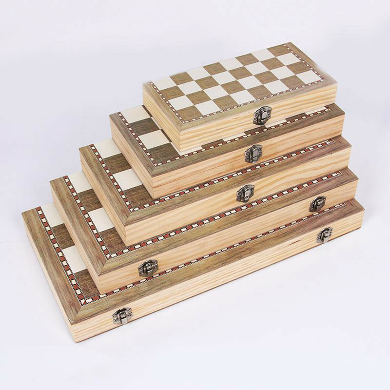 3-in-1 Wooden Chess Set Standard Chess Backgammon Puzzle Games Great Gift