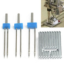 3 X Twin Double Needle Sewing Machine Needles Pins W/ 1 pcs Groove Pintuck Foot