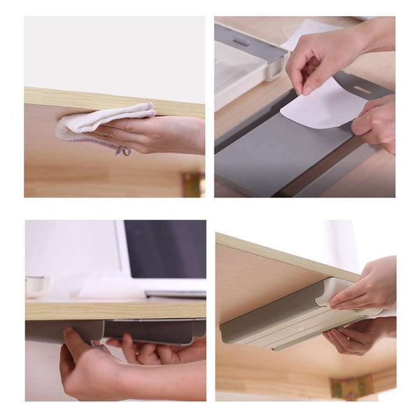 Self Stick Pencil Tray Desk Table Storage Drawer Organizer Box Desk Under Stand