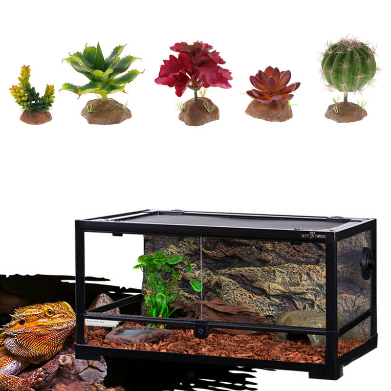 2PCS Terrarium Artificial Succulent Plant Reptile Vivarium Landscaping Decor
