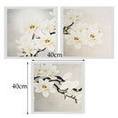 Modern Abstract White Flower Wall Art Oil Painting White Flower 3Pcs 40x40cm