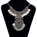 Bohemian Festival Jewelry Fashion Women Double Chain Coin Statement Necklace_3C