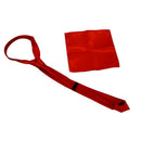 Unisex Casual Necktie and 8.5 Inch Satin Hanky - Red