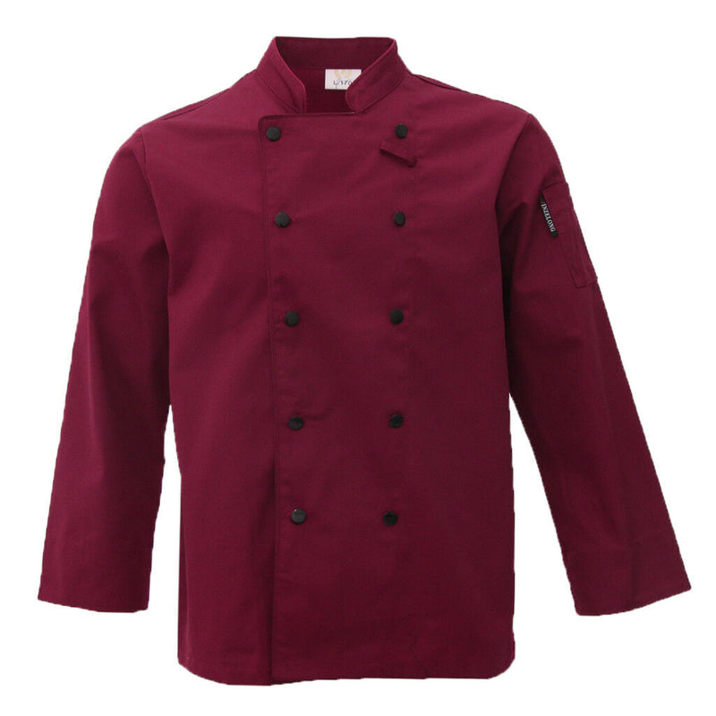 Red Chef Waiter Double-breasted Coat Uniform Long Sleeve Jacket Clothes XL