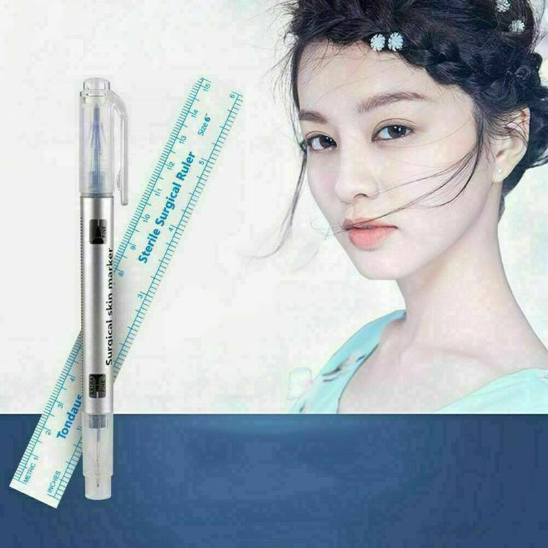 Effective Microblading Tattoo Eyebrow Marker Pen With Measuring Ruler^\ Mea K1P5