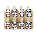 8pcs/lot Cartoon panda Wood Clip Photo Paper Clip Craft Decor + Hemp Rope BX