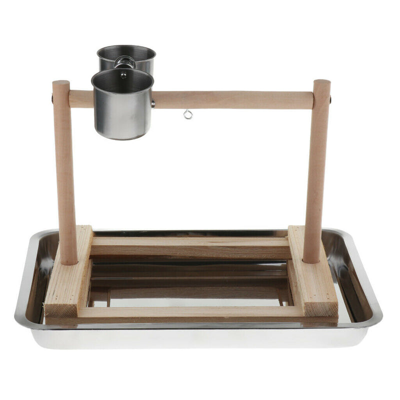Stainless Steel Wood Parrot Activity Perch Stand