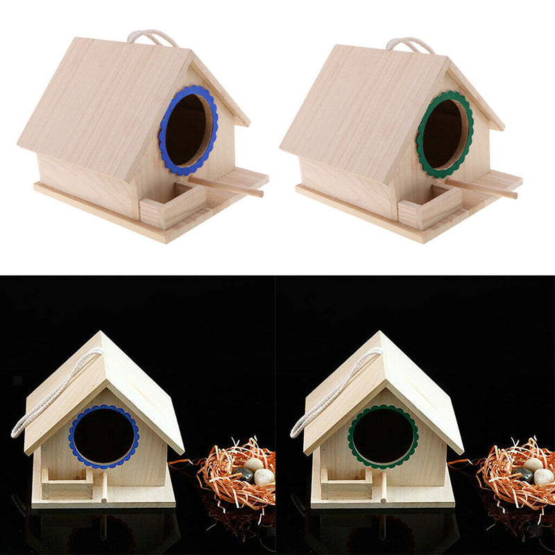 2X Wood Bird House, Unfinished DIY Arts and Crafts Bird House, Woodland Cabin
