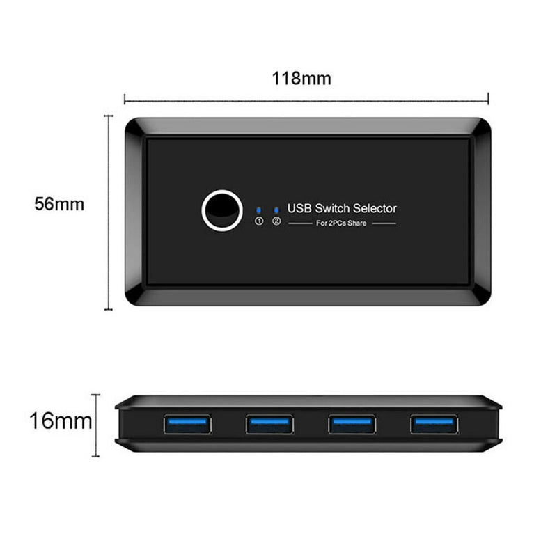 2x4 USB 3.0 Switcher 2 PCs Sharing 4 USB Devices for Keyboard Mouse Printer