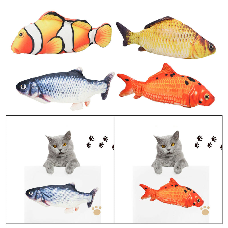 4pcs Cats Electric Fish Toys Cat Chew Kicker Teaser For Pet Cat Kitten