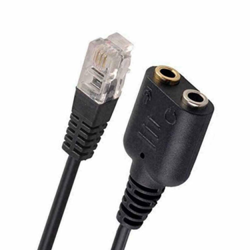 Dual 3.5mm Audio Jack to RJ9 Plug 25cm PC Headset Telephone Cable Headset O1L4
