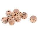 Set of 10 Wooden D6 Dice 3cm Gaming Dice for D&D RPG Accessories Wood
