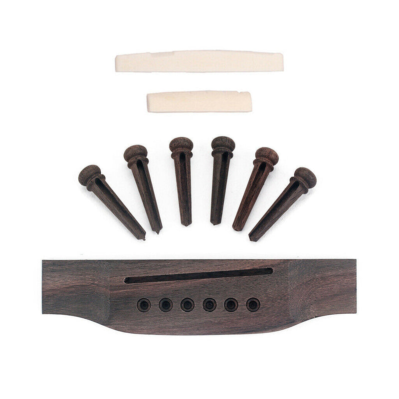 Acoustic Guitar Replacement Set Ebony Bridge End Pins Bone Saddle & Nut and