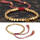 Lucky Rope Handmade Tibetan Buddhist Braided Cotton Copper Beads Bracelet