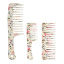 3X ANTI-STATIC DETANGLING SCALP MASSAGE HAIR COMB SHAMPOO COMB W/ FLOWER PRINTS