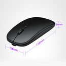 Dual Mode 2.4GHz Wireless + Bluetooth Mouse Rechargeable PC Mice (Black)