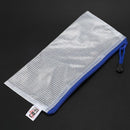 Blue White Net Inside Zipper Pouch Holder 210mmx110mm for A6 Paper